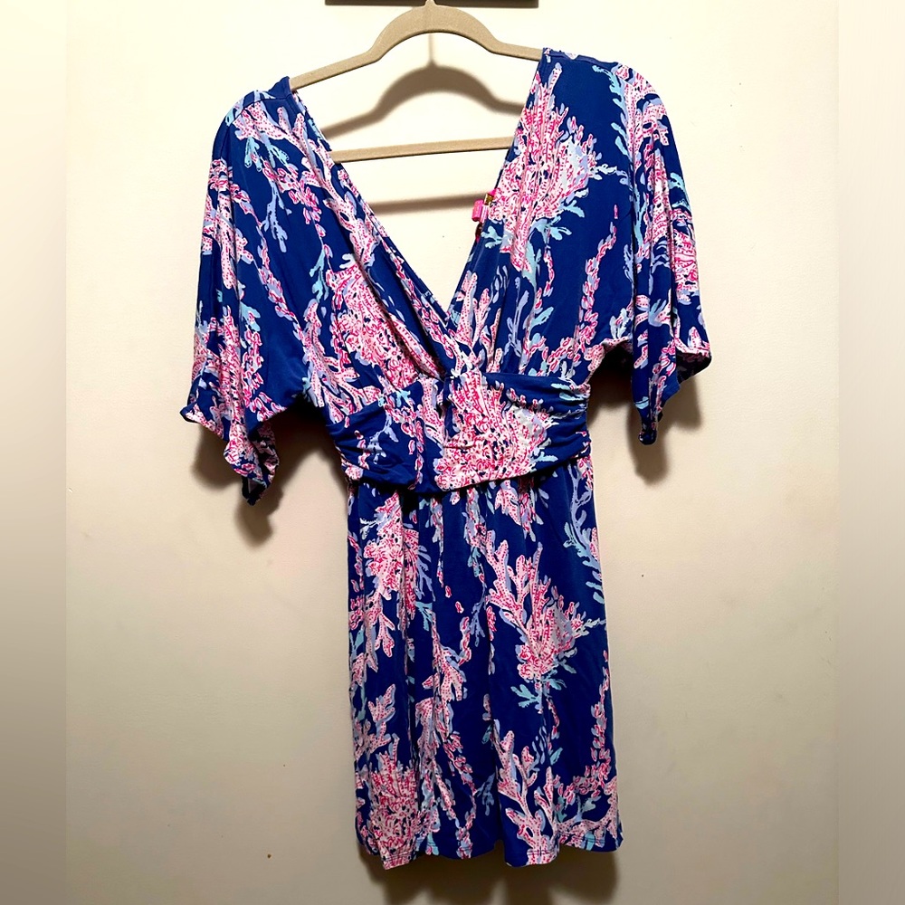 Lilly Pulitzer summer dress skort coral navy print matching flip flops